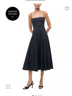Staud Wylie Mini dress Classic Black Midi Dress with Spaghetti Straps size 8